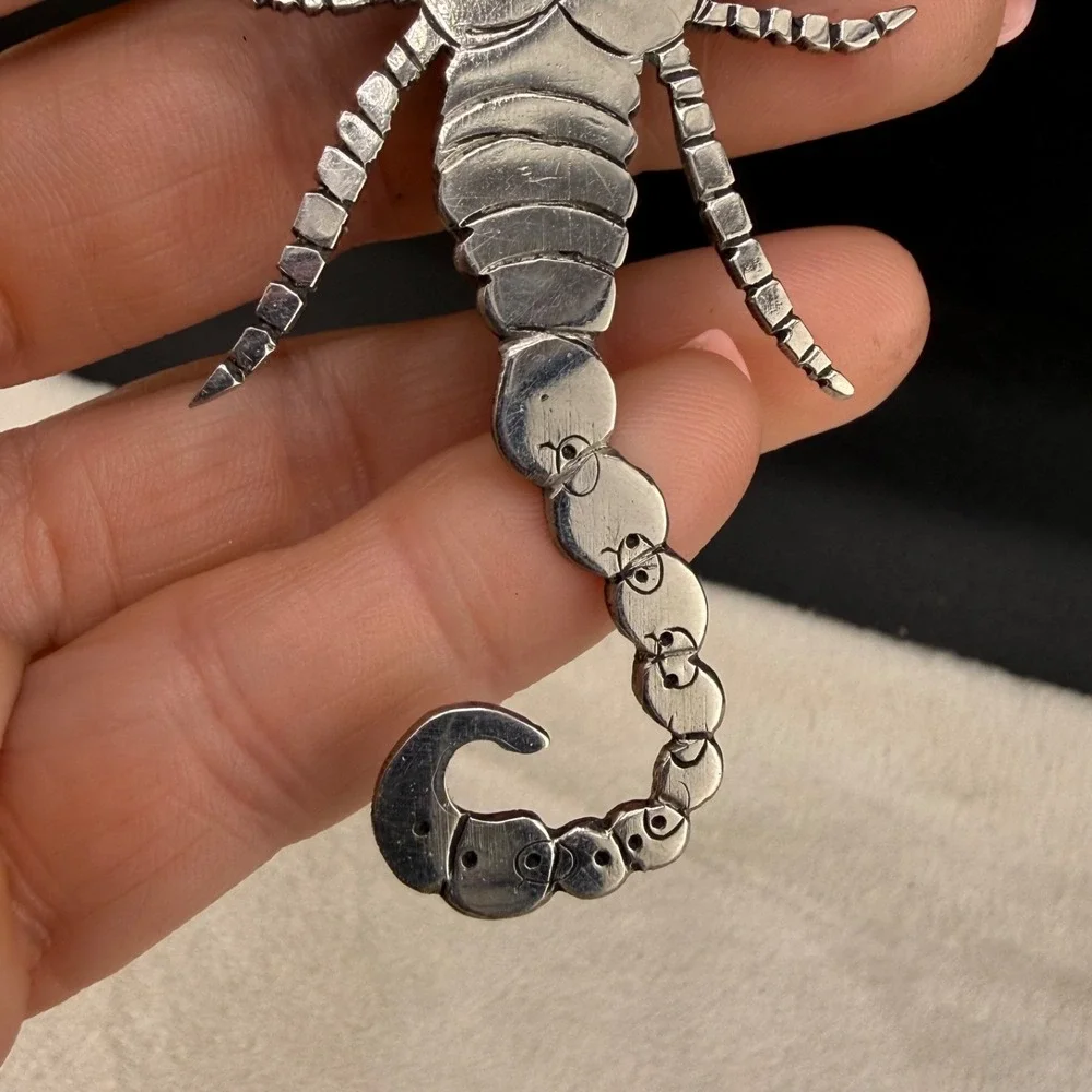 Vintage Scorpion Brooch Silver Tone Ocean Sea Life Large